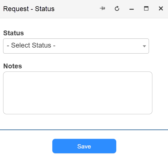 Request status pop-up.